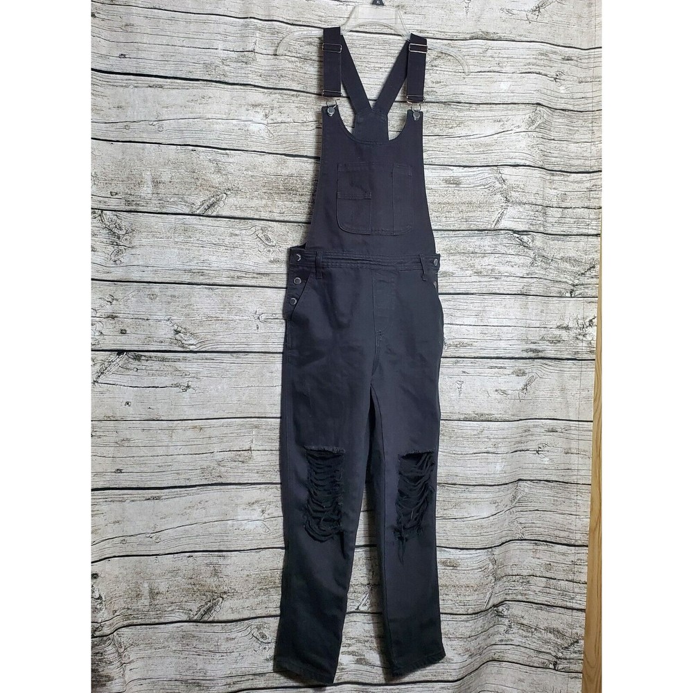 Jeans Wear Overall Womens  Small Skinny Leg Pockets Dark Wash Black Denim Casual
